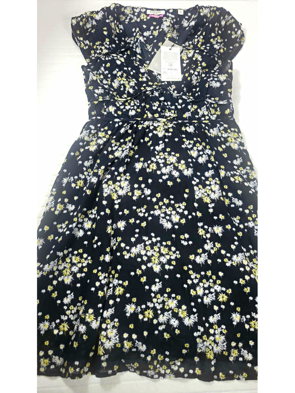 NWT Scotch & Soda Park In Bloom Black Daisy Floral Empire V-Neck Dress Size 38 M
